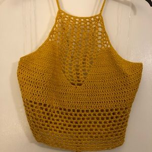🎃Mustard Yellow Crochet Crop Top🎃